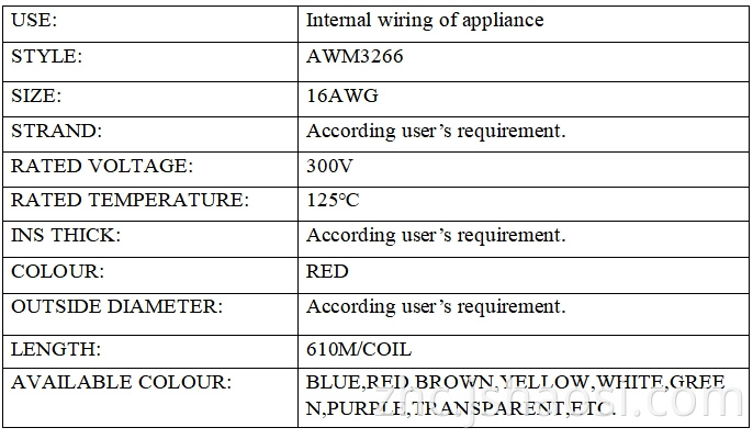 XLPE wire AWM3266 16# RED